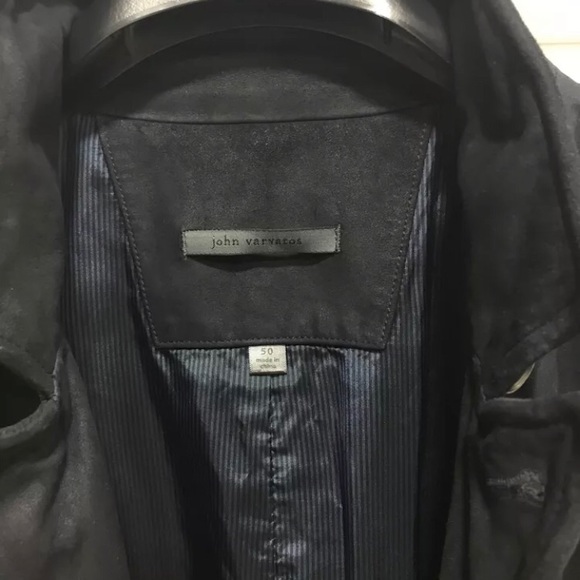 John Varvatos Double-Breasted Cutaway Suede Coat - Picture 8 of 12